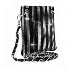 NEW SOPHIA COLLECTION women's rhinestone stripe phone crossbody bag in black